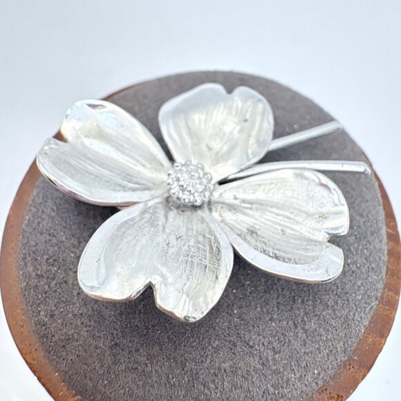 VTG Sterling Silver 925 Four Leaf Clover Textured Brooch Size 1" Length - Picture 5 of 11